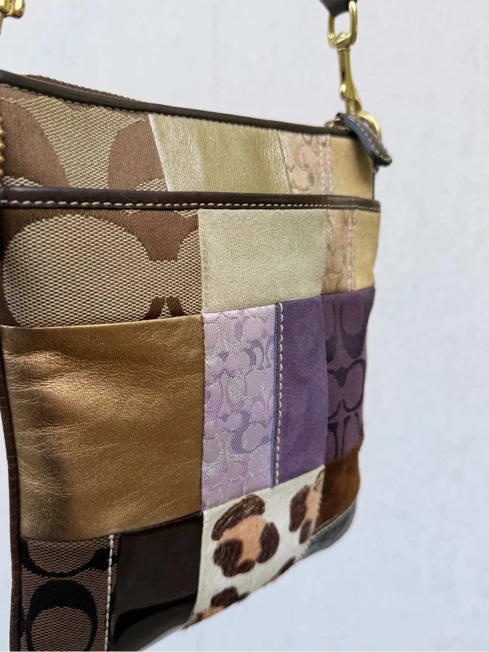 Authentic Coach patchwork crossbody satchel bag